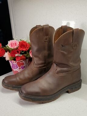 GEORGIA BOOT CO Brown Leather Cowboy Work Boots (sz 9M)